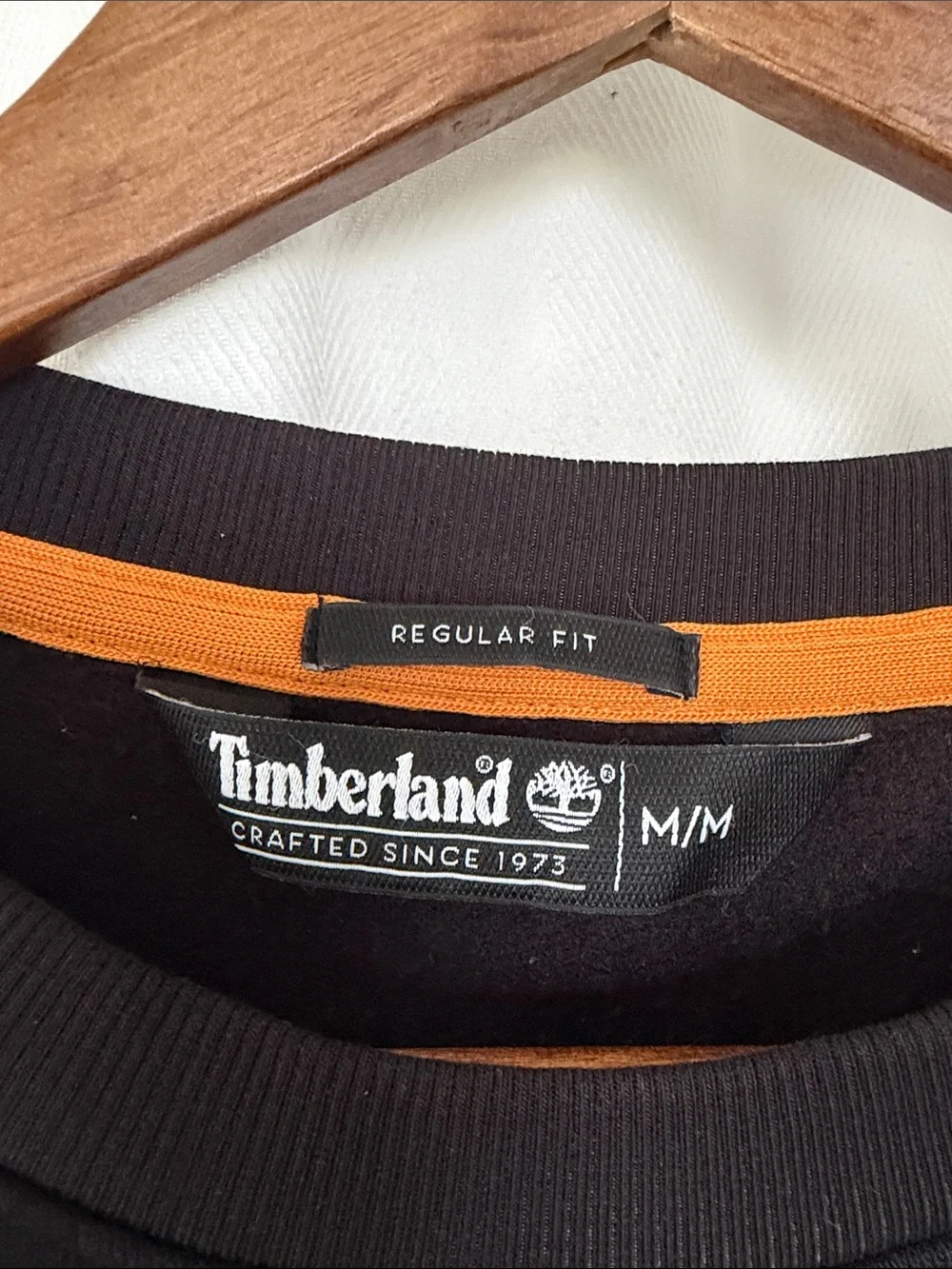 Timberland Black Crewneck Sweatshirt with White Stripe Logo